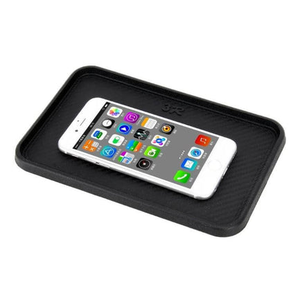 Multi-Purpose Car Dashboard Anti-Slip Mat for Securing Devices - black mat holding smartphone securely on car dash, non-slip, no residue