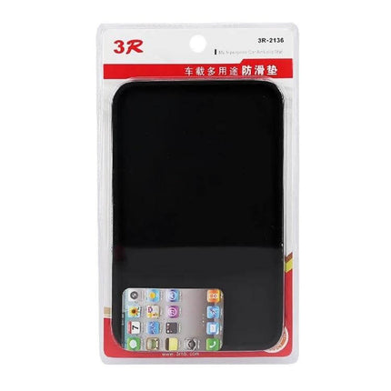 Multi-Purpose Car Dashboard Anti-Slip Mat for Securing Devices - black anti-slip pad in retail packaging holding phone and small items