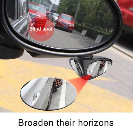 Right Side Blind Spot Assistant Mirror for Cars in Black and White - small adhesive mirror mounted on lower left side mirror to improve visibility