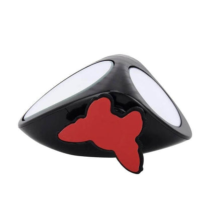 Right Side Blind Spot Assistant Mirror for Cars in Black and White compact triangular mirror showing dual reflective lenses and red adhesive mount