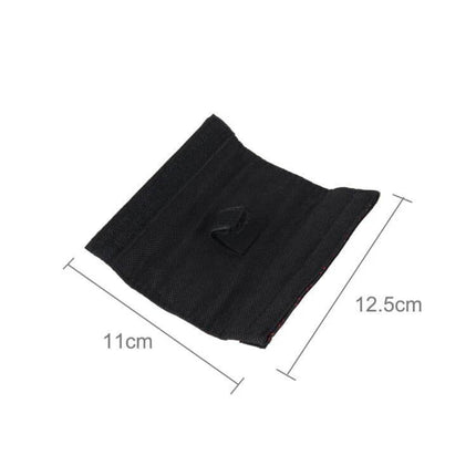 Red and White Car Hand Brake Shift Knob Cover Set protective black fabric sleeve shown with dimensions 11x12.5cm for handbrake and shift knob