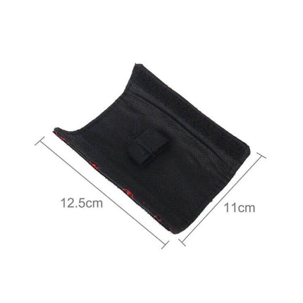 Red and White Car Interior Protection Cover Set for Gear black sample showing dimensions 12.5cm x 11cm with adhesive cloth and soft nap