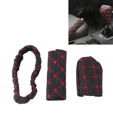 Red and White Car Interior Protection Cover Set for Gear