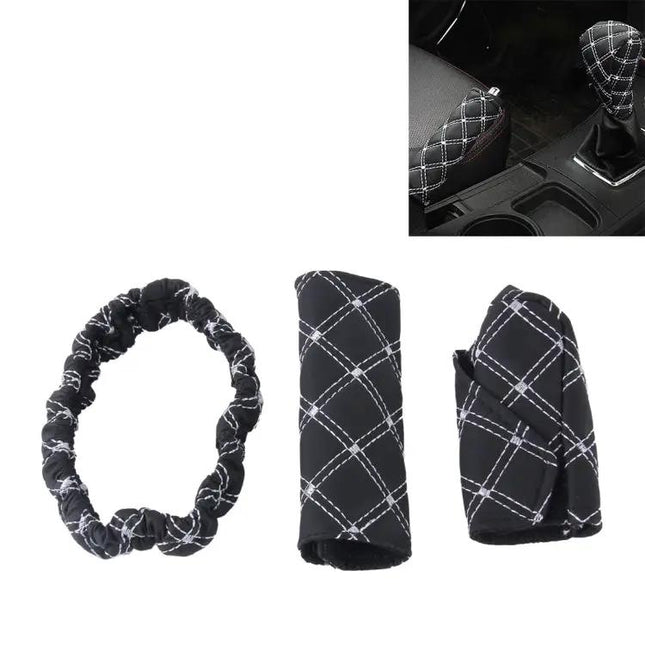 Red and White Car Interior Protection Cover Set for Gear