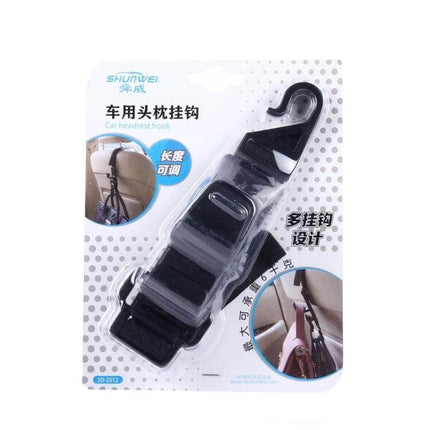 Shunwei Adjustable Car Headrest Hook for Hanging Bags and Groceries - black adjustable ABS hook for car seat storage, supports up to 6kg