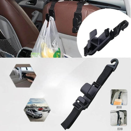 Shunwei Adjustable Car Headrest Hook for Hanging Bags and Groceries - black ABS hook strap holds groceries and bags up to 6kg, keeps car organized