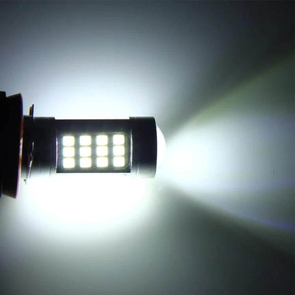 LED Car Fog Light Bulbs, Bright White For Fog Lamps - slim adjustable bracket LED bulb showing bright white beam for fog lamps