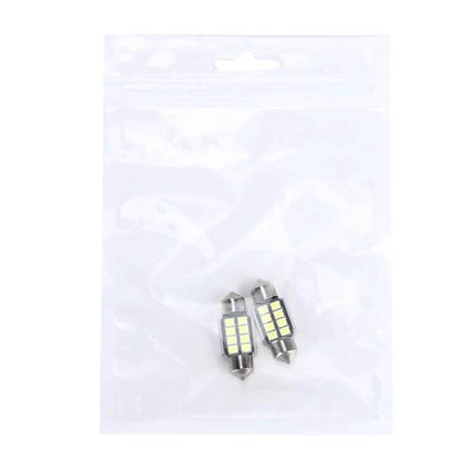 Car Dome Lamp LED Reading Light 31mm For Vehicle Interior - pair of 31mm aluminum alloy LED dome reading lamps in clear retail bag