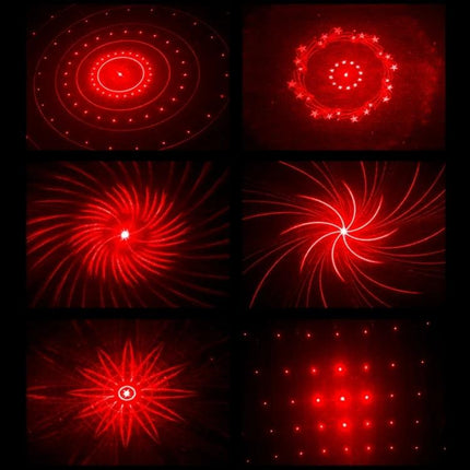 Car And Motorcycle Rear Alarm With Six Pattern Laser Fog Light showing six red laser warning patterns projected for rear visibility enhancement