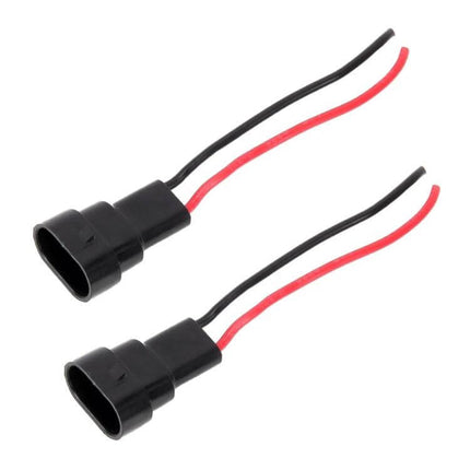 Bulb Holder Base For 9005 9006 9012 Bulbs For Car Headlights - pair of black adapter bases with red and black wires to stabilize LED headlight bulbs