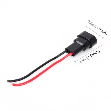 Bulb Holder Base For 9005 9006 9012 Bulbs For Car Headlights - black plastic adapter with red and black wires, 2.6cm x 4cm dimensions