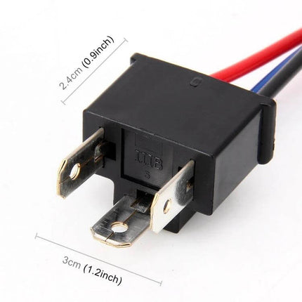 H4 Bulb Holder Base With Wire for Headlight Installation black adapter with red blue wires and metal tabs