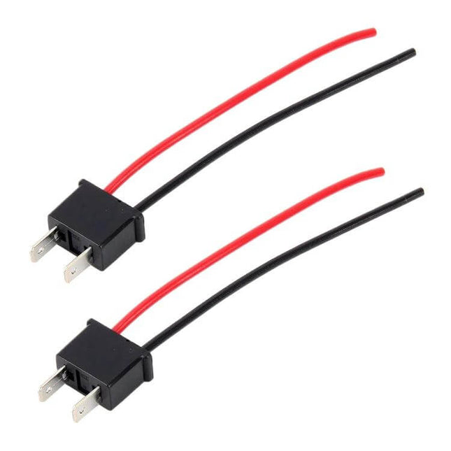 H7 Bulb Holder Base Socket With Wire For Car Headlight, pair of black plastic H7 sockets with red and black wires for LED or halogen conversion