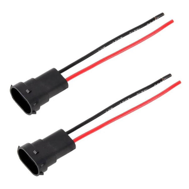 H8 H11 Bulb Holder Base With Wire For Easy Installation - pre-wired black plastic socket with red and black wires for quick LED bulb replacement