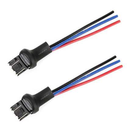 T20 7443 Bulb Holder Base Socket With Wire For Car Lights black base socket with red blue black wires, easy-install replacement for LED tail lights