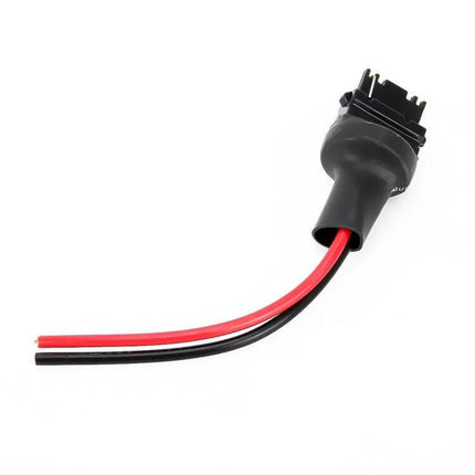 T25 3156 Bulb Holder Base Socket With Wire For Car Light Replacement - black socket with red and black wires for LED bulb upgrade