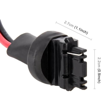 T25 3156 Bulb Holder Base Socket With Wire For Car Light Replacement - black T25/3156 socket with red and black wires, dimensions shown, secure bulb adapter