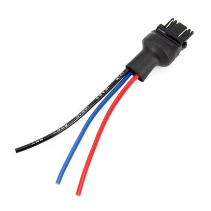 1 Pair Bulb Holder Base With Wire For Car Bulbs Simple Fit pre-wired T25 3157 adapter with red blue black wires for LED halogen install