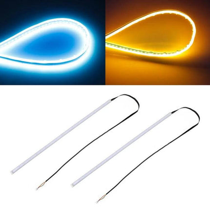 Car LED Turn and Running Lights 60cm flexible blue and amber daytime running strip lights for bumper mounting