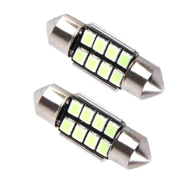 LED Car Dome Reading Light 31mm 2-Pack Interior Lamp - pair of 31mm LED dome reading lights with aluminum alloy housing and bright SMD LEDs
