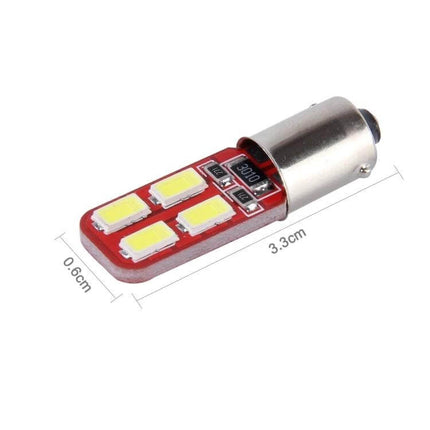 BA9S LED Car Clearance Light White Easy Install For Vehicles - compact BA9S white LED module with 4 SMD chips and metal base, 3.3cm length