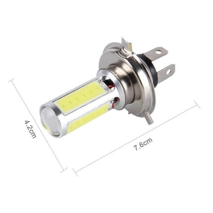 LED Car Fog Lights 6000K White, Easy Install, 12V, 2 Pack - slim adjustable bracket 12V fog lamp bulb shown with dimensions 7.6cm x 4.2cm