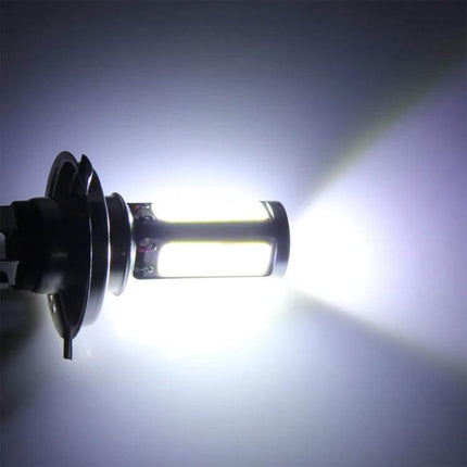 LED Car Fog Lights 6000K White, Easy Install, 12V, 2 Pack - bright 6000K white LED bulb shown lit with slim body and adjustable bracket for easy install