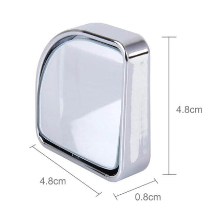 2 Pack Wide Angle Car Blind Spot Rear View Mirrors for Safer Driving - close-up of single compact 4.8cm mirror with chrome housing