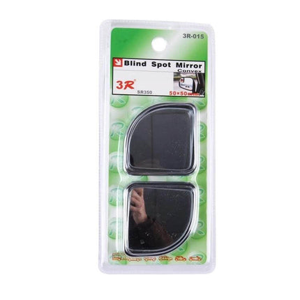 2 Pack Wide Angle Car Blind Spot Rear View Mirrors for Safer Driving - packaged convex mirrors set, black, sticks to side mirror for wider field of view
