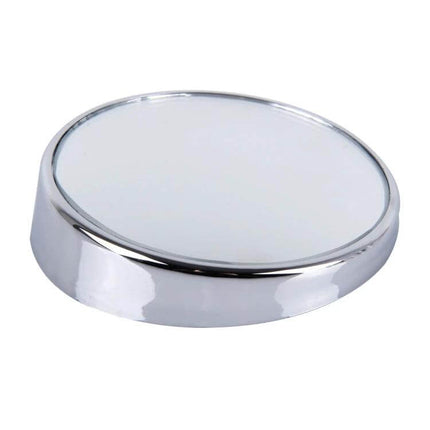 Wide Angle Blind Spot Mirror for Improved Car Visibility - round adhesive mirror showing chrome housing and convex glass