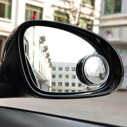 Wide Angle Rear View Mirror for Eliminating Car Blind Spots shown attached to car side mirror improving lane visibility