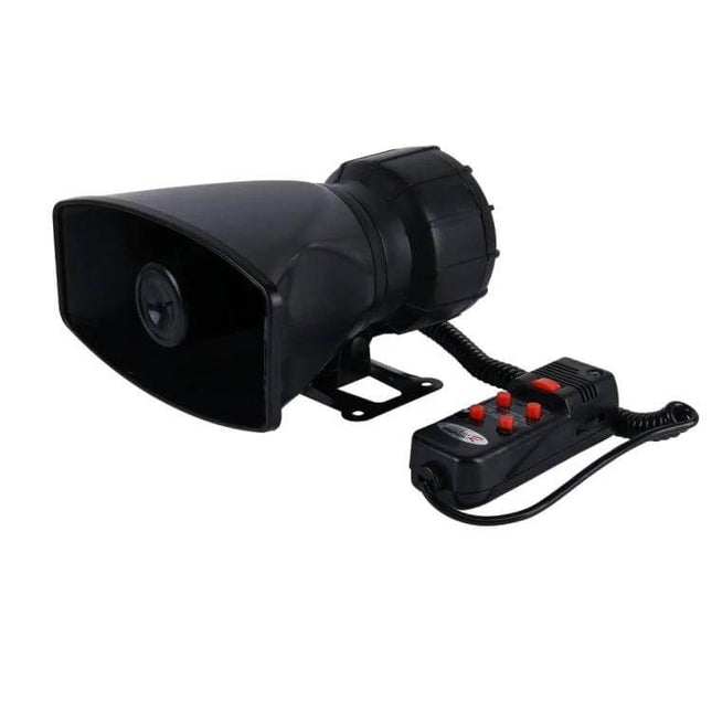 Comfort Wheels Car Air Horn with Multiple Emergency Sounds black 60W horn unit with wired control box and tone buttons