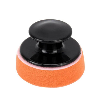 Round High-Density Car Polishing Sponge for Vehicle Cleaning – durable round foam polisher with ergonomic black handle for buffing and finishing vehicle surfaces