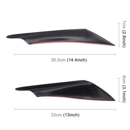 Set of 4 Car Flank Decorative Stickers for Vehicle Styling - black curved side trim pieces with measurements 36.5cm and 33cm