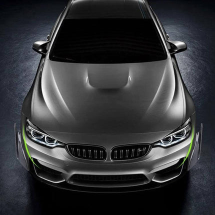 Set of 4 Car Flank Decorative Stickers for Vehicle Styling on sleek gray sports car showing subtle green side accents