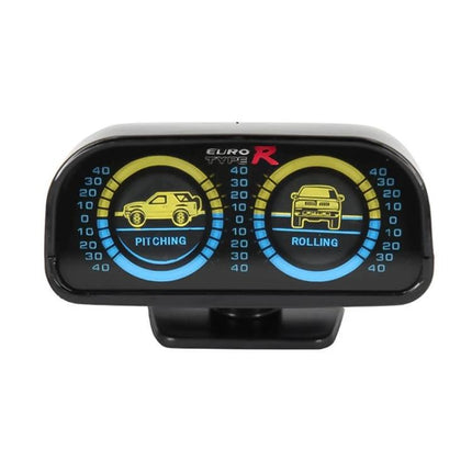 Inclinometer Gauge for Monitoring Road Slopes During Drives dashboard inclinometer showing pitching and rolling angles