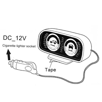 Inclinometer Gauge for Monitoring Road Slopes During Drives dashboard-mounted inclinometer with DC 12V cigarette lighter power cable