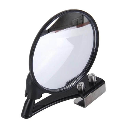 Wide-Angle Adjustable Left Side Mirror for Vehicle Visibility compact round mirror with clamp mount to reduce blind spots and improve parking safety