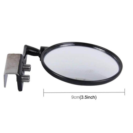 Wide-Angle Adjustable Left Side Mirror for Vehicle Visibility — 9cm round blind-spot auxiliary mirror with clamp mount for parking and lane changes