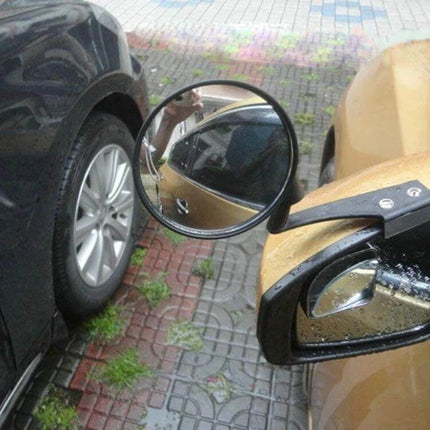 Wide-Angle Adjustable Left Side Mirror for Vehicle Visibility mounted on car showing expanded field of view and reduced blind spots
