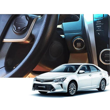 Smart Car Start Stop Switch With RFID Alarm System For Easy Start installed near steering wheel and push-button start for secure keyless vehicle access