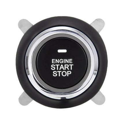Smart Car Start Stop Switch With RFID Alarm System For Easy Start — black engine start stop button with chrome trim, RFID-enabled one-button ignition