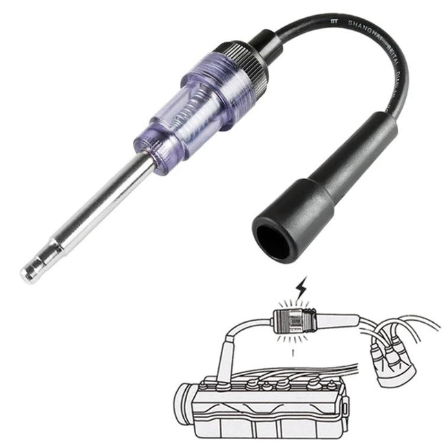 Compact Device for Checking Spark Plugs in Daily Car Maintenance - handheld spark tester with probe and coil connector for quick ignition checks