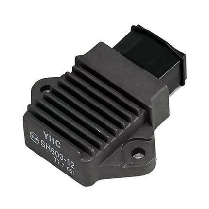 Voltage Regulator Rectifier Replacement For Honda CB400 black finned unit with connector and heat sink, replacement regulator for CB400 and similar models