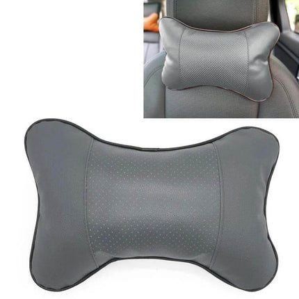 Comfortable Breathable Leather Car Neck Pillow for Travel Use - Gray breathable leather support pillow for long drives