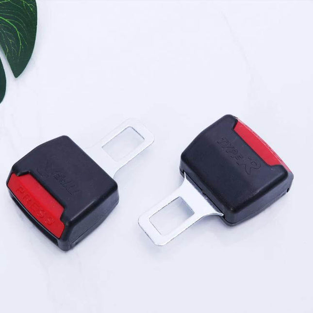 Universal Black Car Seat Belt Extension Buckle, 2 Pack - pair of black and red seat belt extenders for added length and comfort