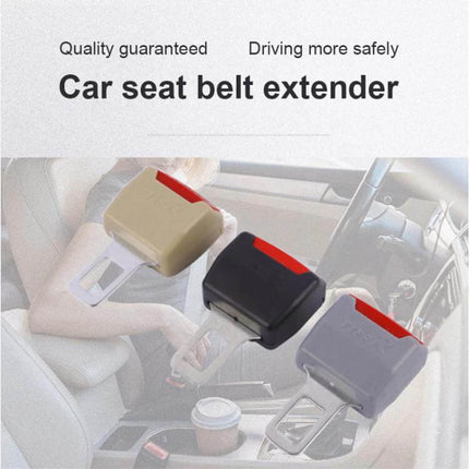 Universal Black Car Seat Belt Extension Buckle, 2 Pack - image showing three seat belt extenders installed in a car for added comfort and safety