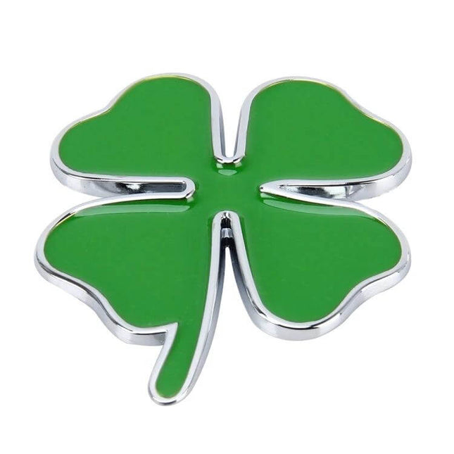 Four Leaf Clover Luck Symbol Car Dashboard Sticker, 4x3.3cm - green four-leaf clover emblem for vehicle dashboard, compact lucky charm