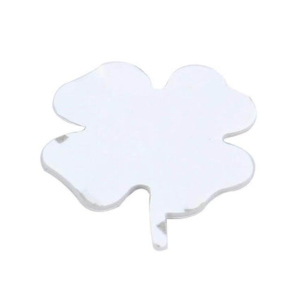 Four Leaf Clover Luck Symbol Car Dashboard Sticker, 4x3.3cm - small silver four-leaf clover dashboard sticker for car interior luck motif