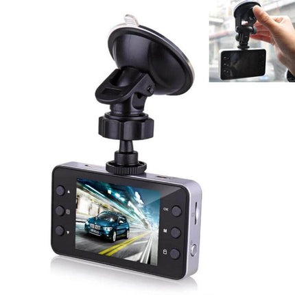 K6000 Wide-Angle Car Dash Cam for Everyday Driving Recording mounted on windshield with suction cup bracket